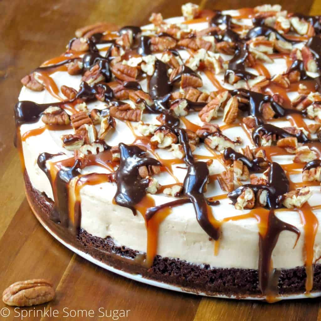 No-Bake Caramel Turtle Cheesecake - Sprinkle Some Sugar