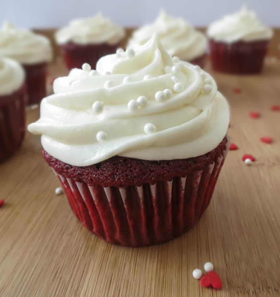 The Best Red Velvet Cupcakes ever with the creamiest Cream Cheese Frosting! A Valentine's Day favorite at my house every year!