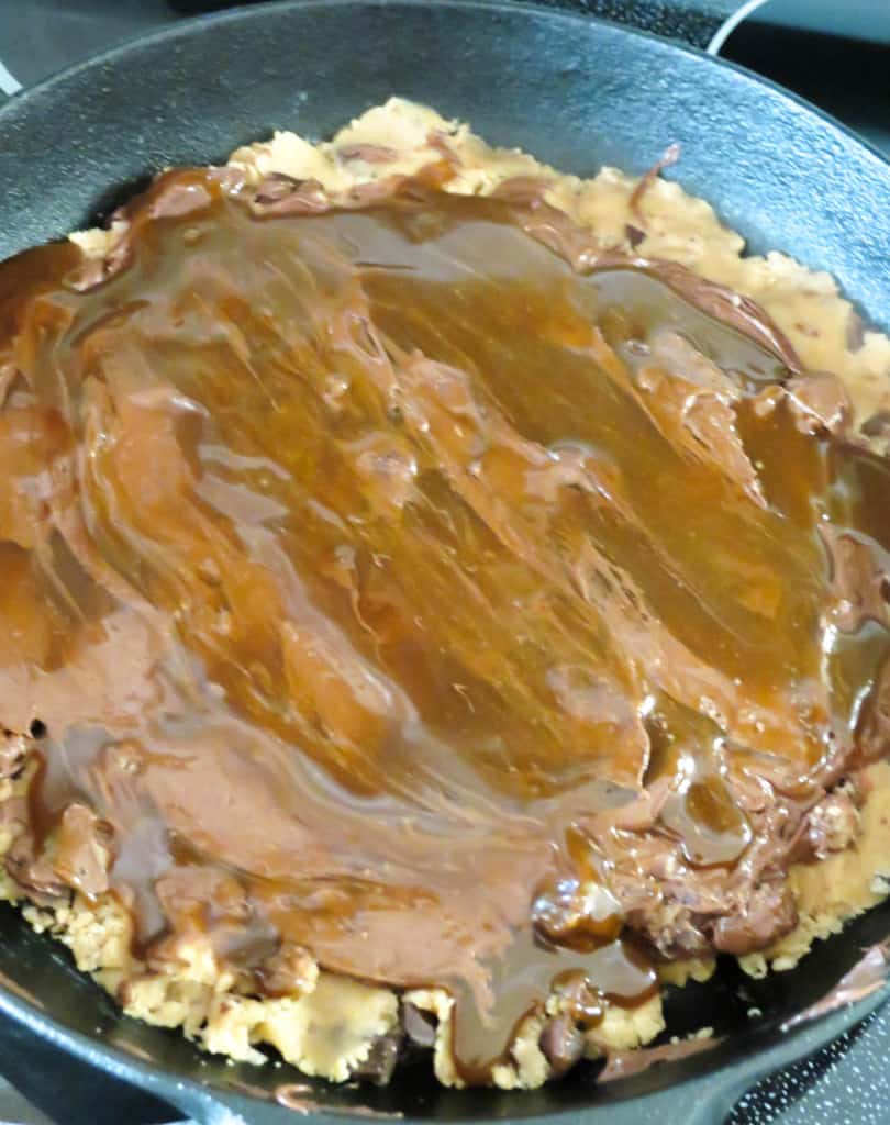Nutella and Homemade Caramel Chocolate Chip Cookie Skillet