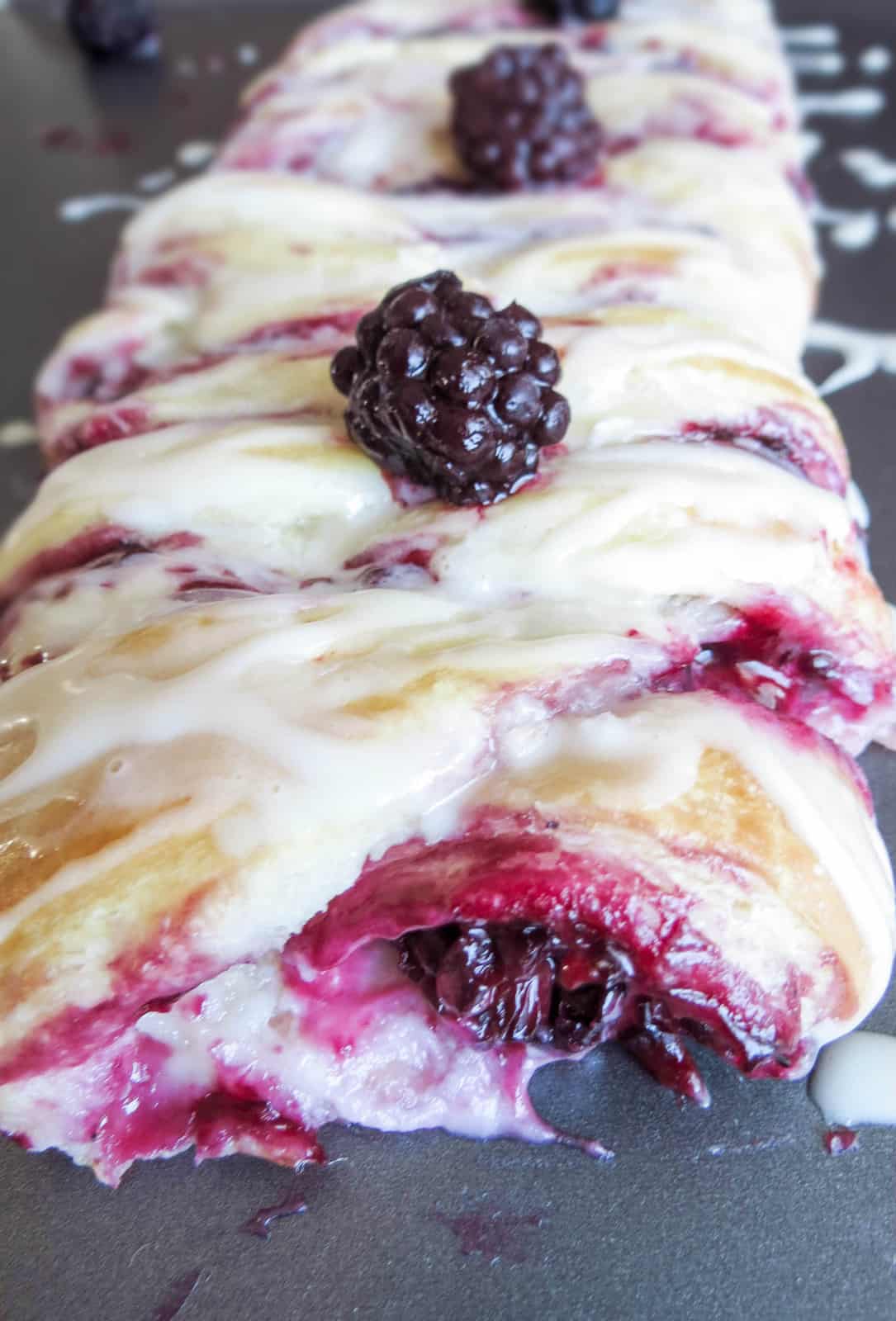 Vanilla Glazed Blackberry Cheese Danish Braid