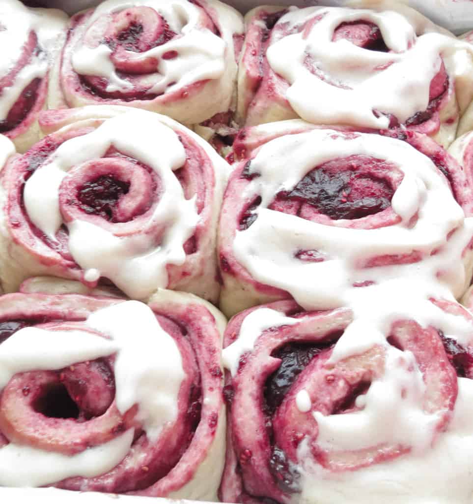 Mixed Berry Sweet Rolls With Vanilla Cream Cheese Glaze