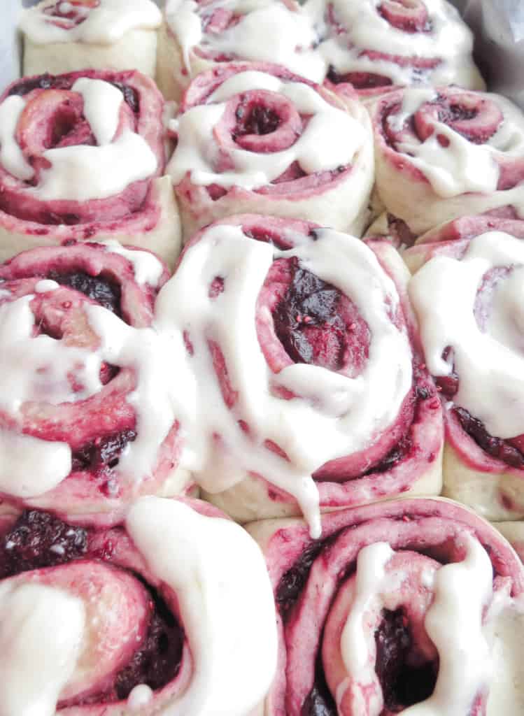 Mixed Berry Sweet Rolls With Vanilla Cream Cheese Glaze