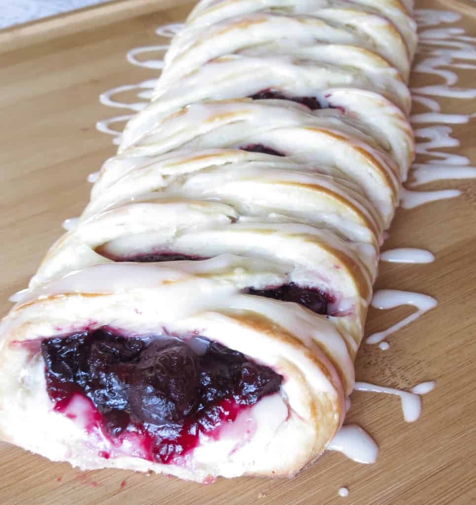 Cherry Cheese Danish Braid With Vanilla Glaze