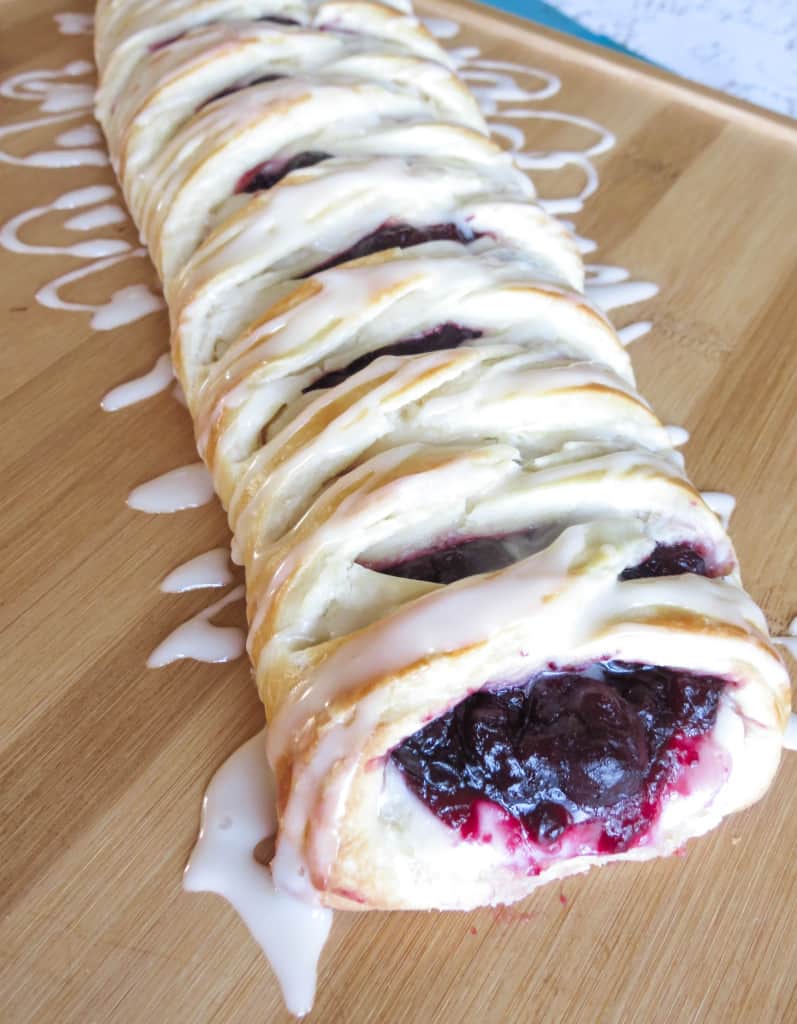 Cherry Cheese Danish Braid With Vanilla Glaze