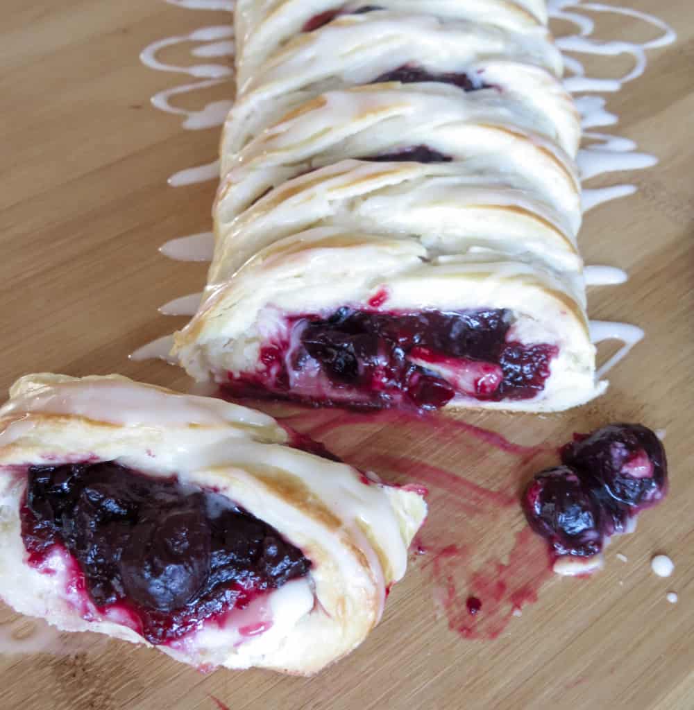 Cherry Cheese Danish Braid With Vanilla Glaze