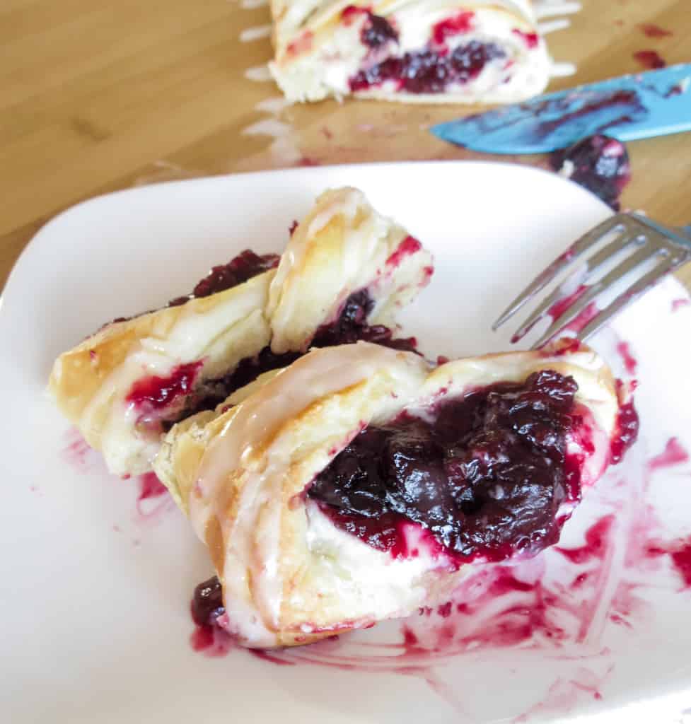 Cherry Cheese Danish Braid With Vanilla Glaze