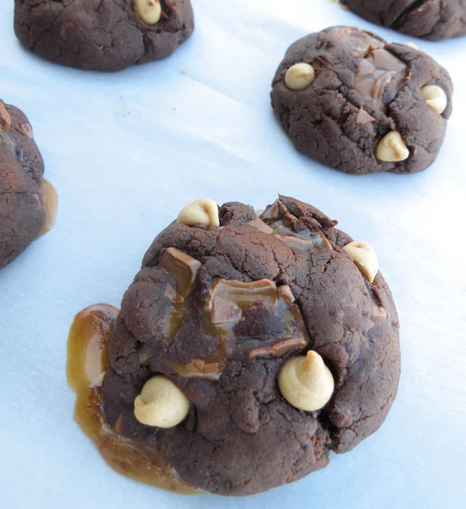 Chocolate Rolo Double Peanut Butter Cookies