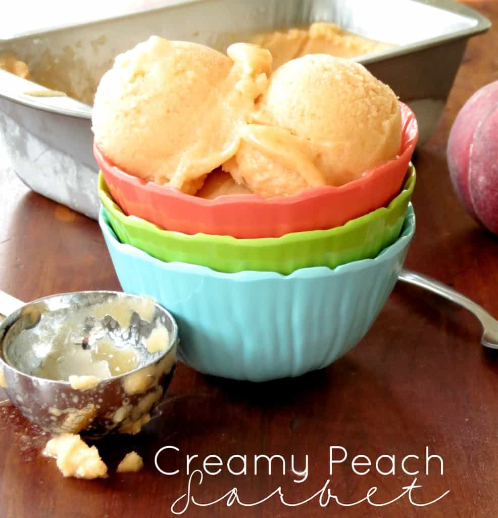 Creamy Peach Sorbet - Sprinkle Some Sugar