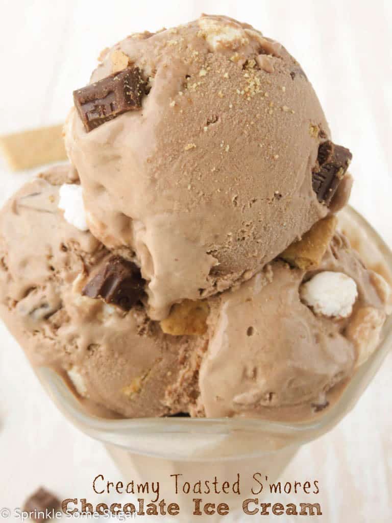 Creamy Toasted S'mores Chocolate Ice Cream - Sprinkle Some Sugar