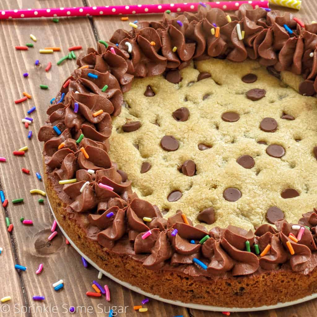 The Best Chocolate Chip Cookie Cake - Sprinkle Some Sugar