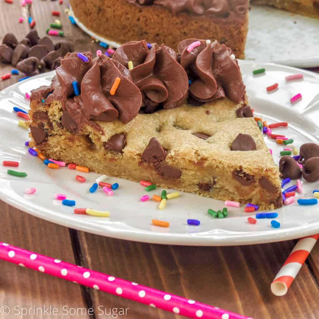 The Best Chocolate Chip Cookie Cake - Sprinkle Some Sugar