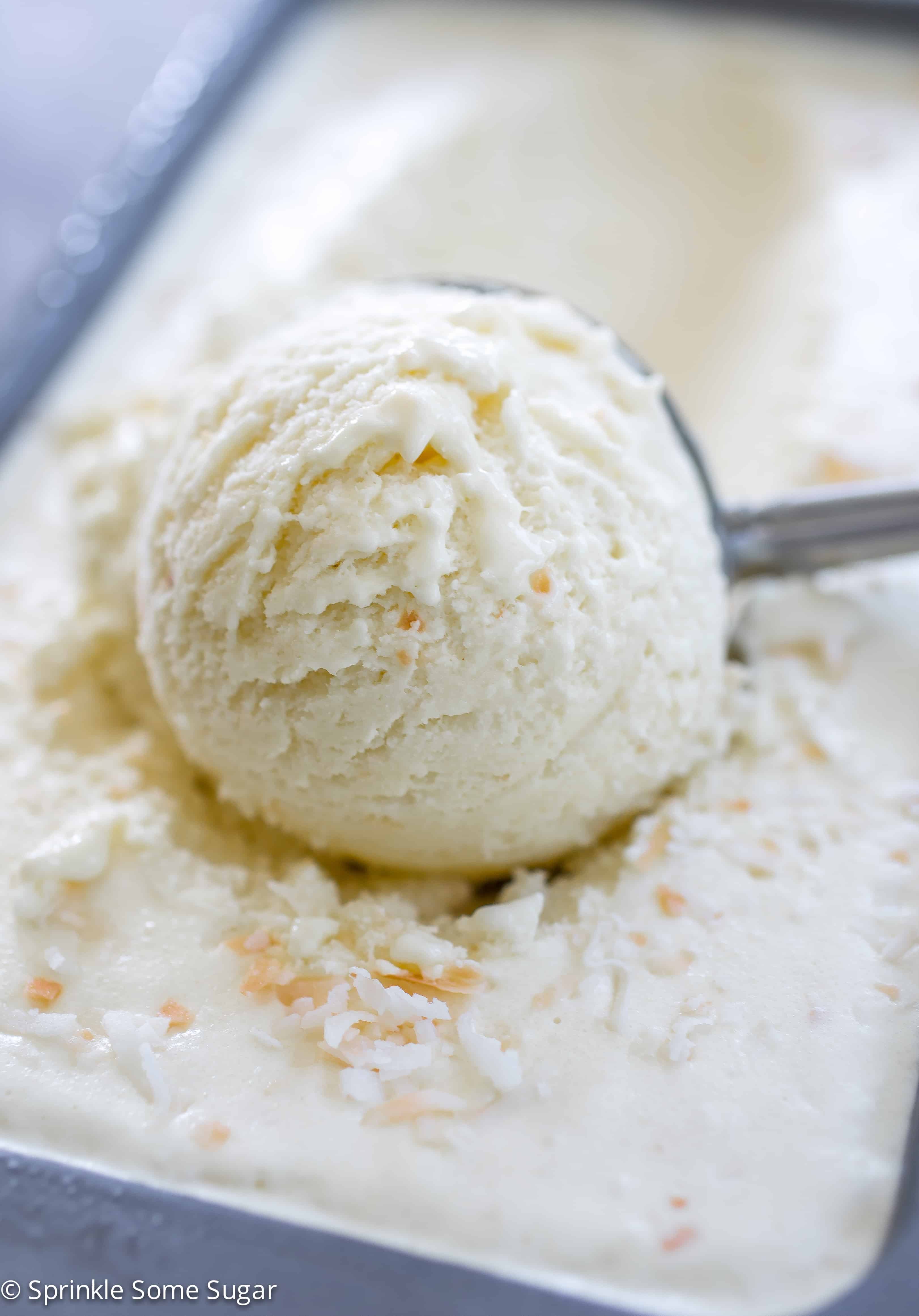 Lemon Coconut Ice Cream - Super fresh and creamy lemon coconut ice cream made completely from scratch!