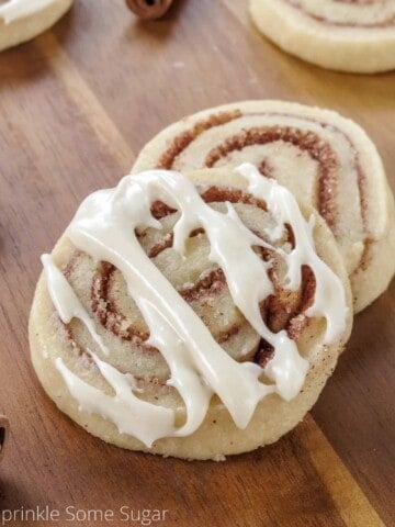 Cinnamon roll cookies with glaze on top.