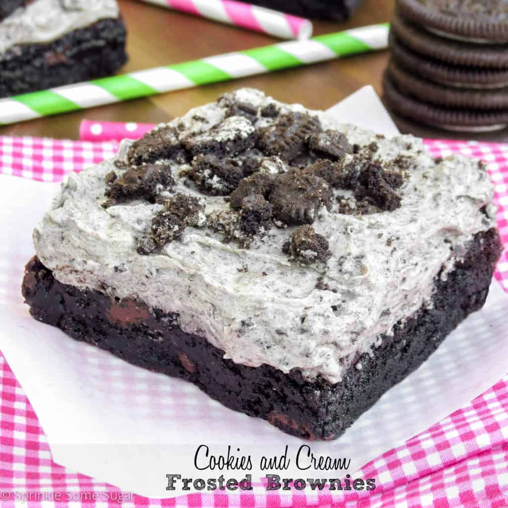 Cookies and Cream Frosted Brownies - Sprinkle Some Sugar
