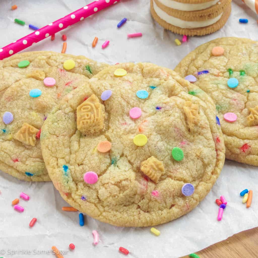 Birthday Cake Golden Oreo Cookies - Sprinkle Some Sugar