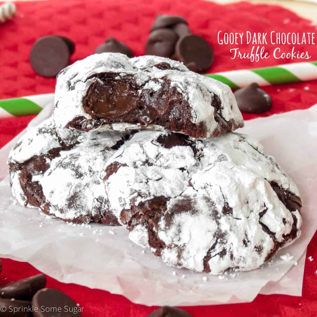 Gooey Dark Chocolate Truffle Cookies - Sprinkle Some Sugar