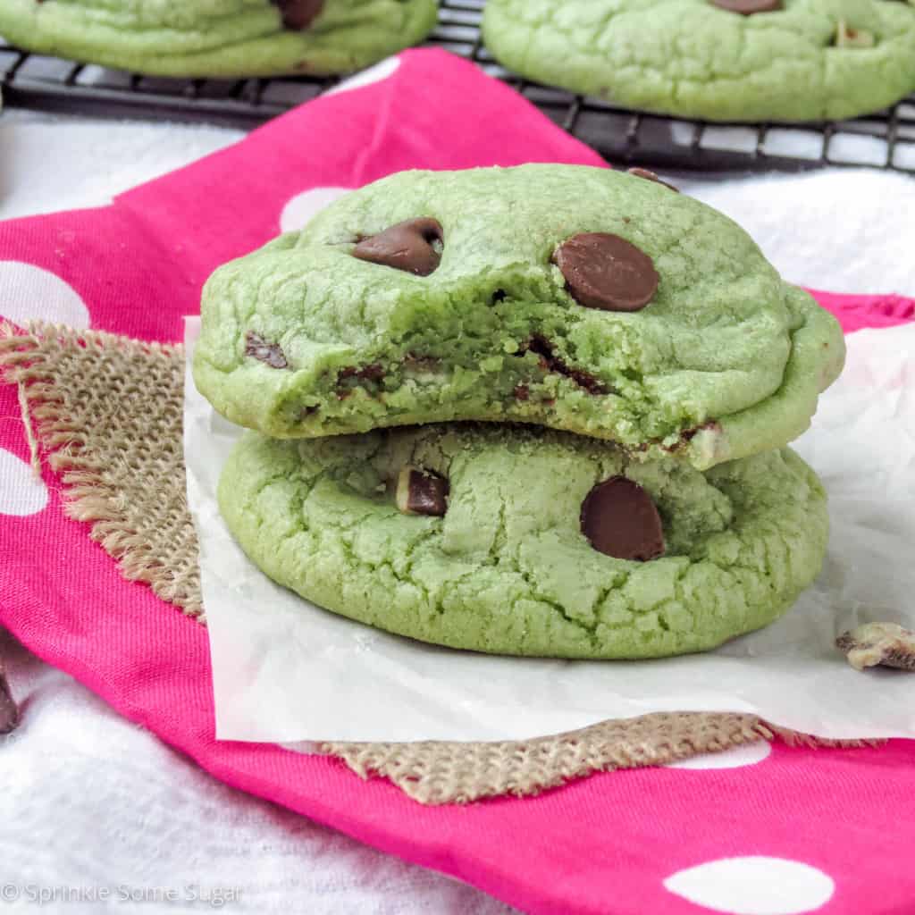 Grinch Mint Chocolate Chip Cookies - Sprinkle Some Sugar