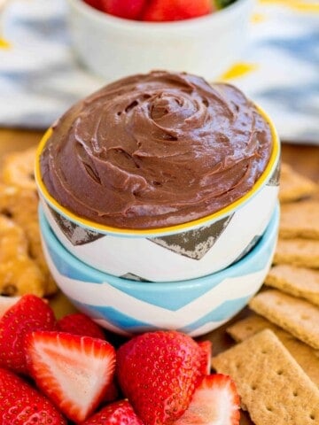 Brownie batter dip in a bowl.