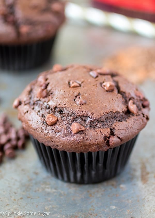 Double Chocolate Chip Muffins - Sprinkle Some Sugar