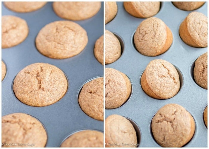 Banana muffins after baking in pan.