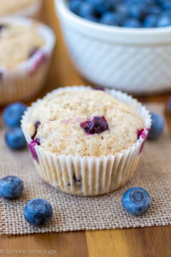 Blueberry Greek Yogurt Muffins - Sprinkle Some Sugar