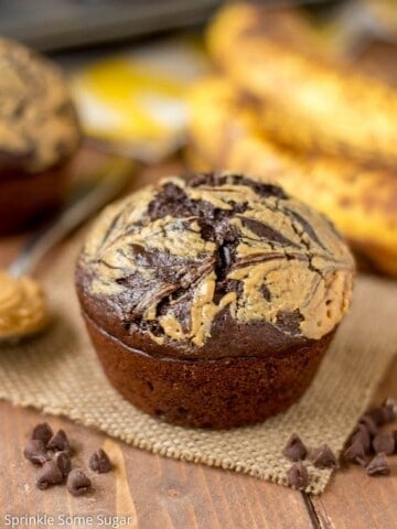 Chocolate peanut butter banana muffin.