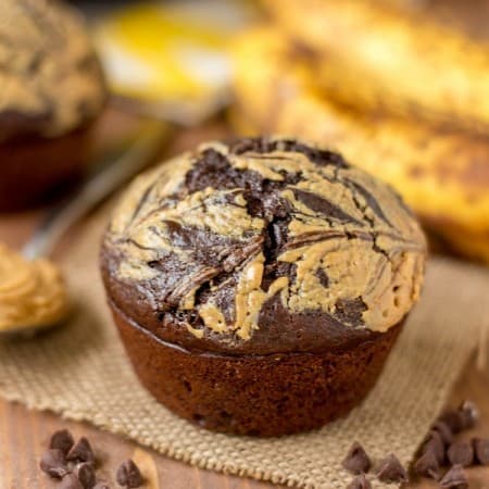 Chocolate peanut butter banana muffin.
