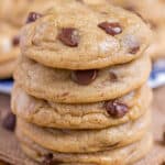 Stack of chocolate chip cookies.