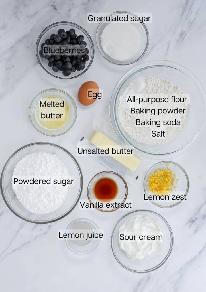 Lemon blueberry scone ingredients.