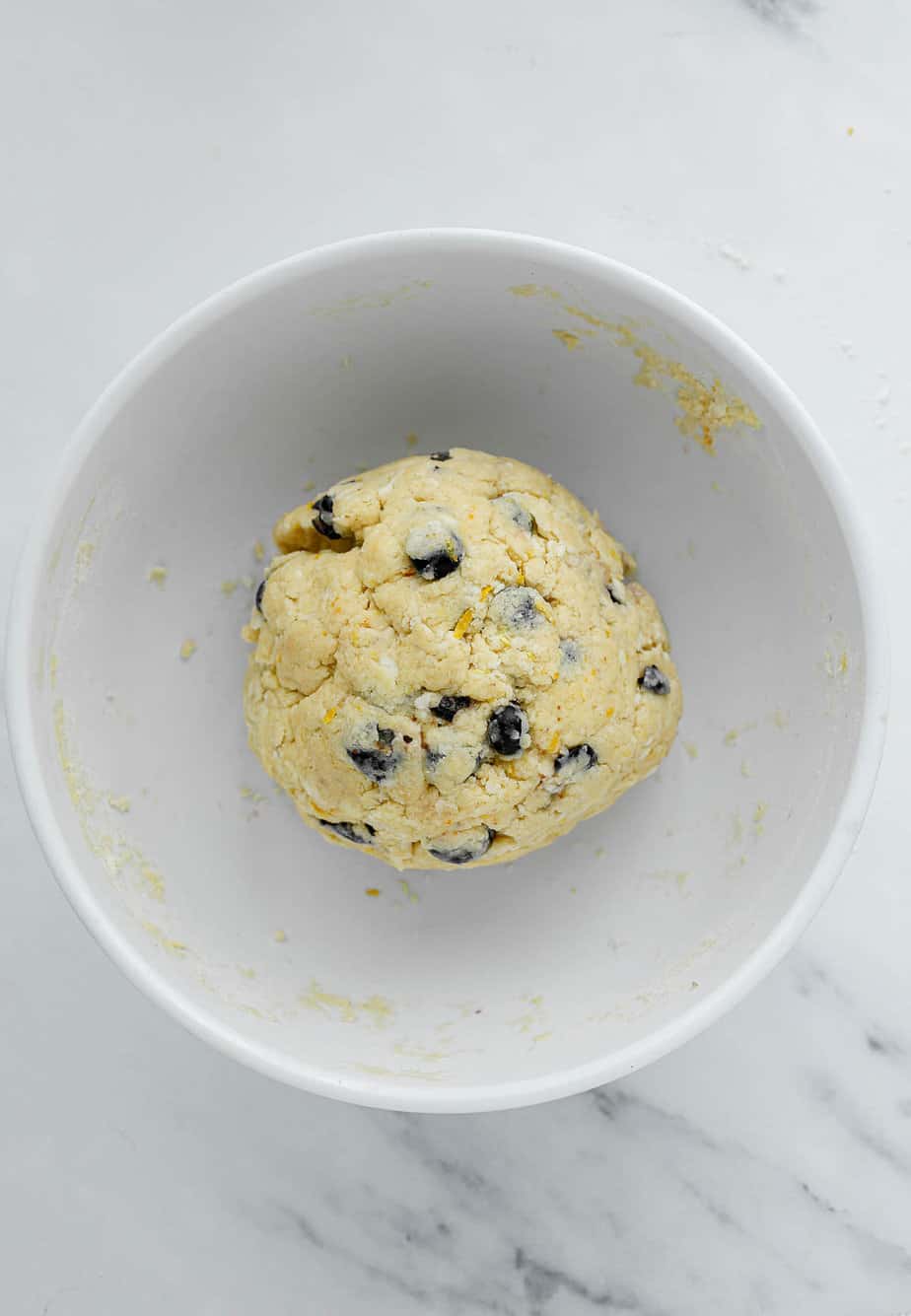 Lemon blueberry scone dough ball.