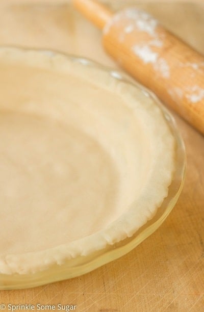 Pie crust pressed into baking pan.