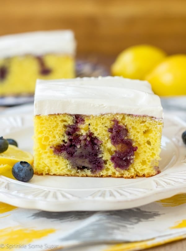Lemon Blueberry Poke Cake - Sprinkle Some Sugar