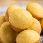 Stack of honey corn muffins.