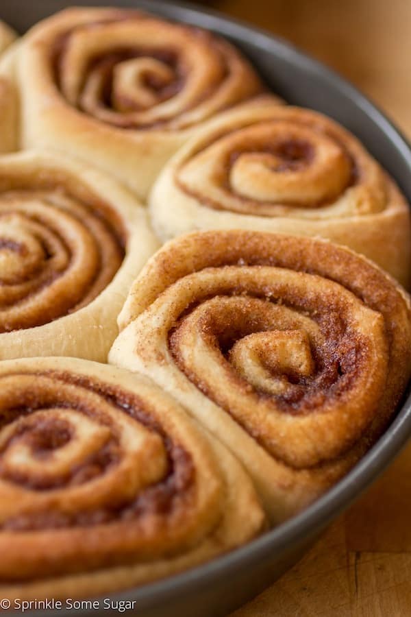 Soft and Fluffy Cinnamon rolls after baking.