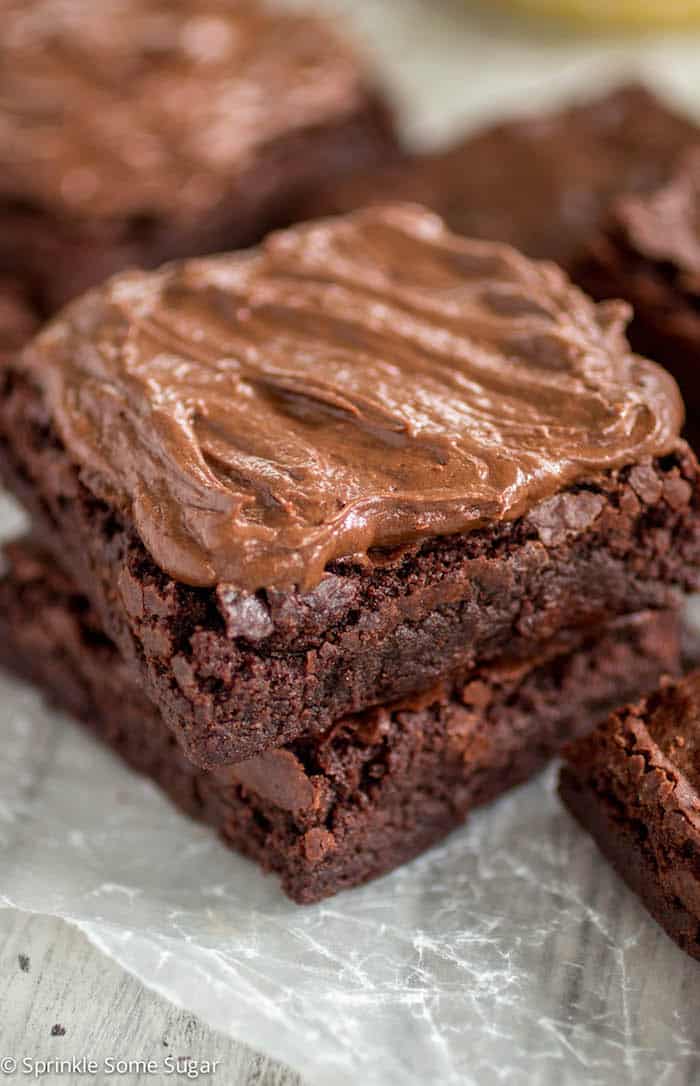Chewy Brownies with Chocolate Fudge Frosting - Sprinkle Some Sugar