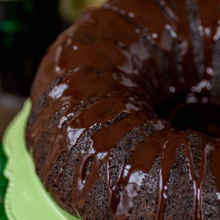 Chocolate bundt cake with glaze