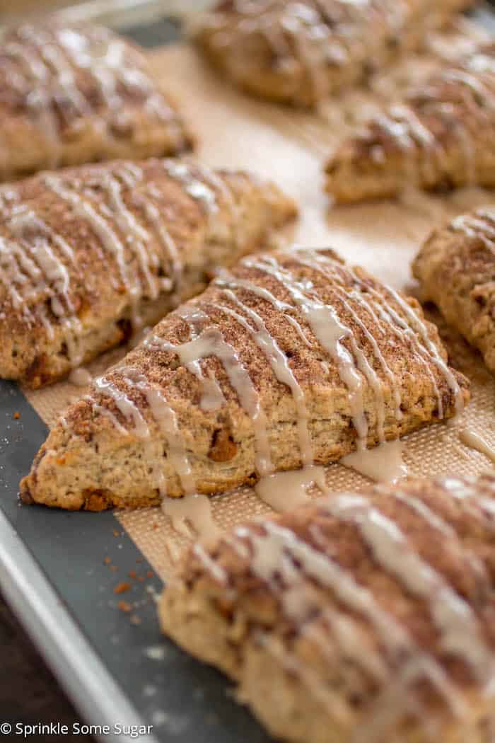 Cinnamon Roll Scones - My favorite scones are loaded with cinnamon and topped with a sweet glaze that makes them taste just like a cinnamon roll!