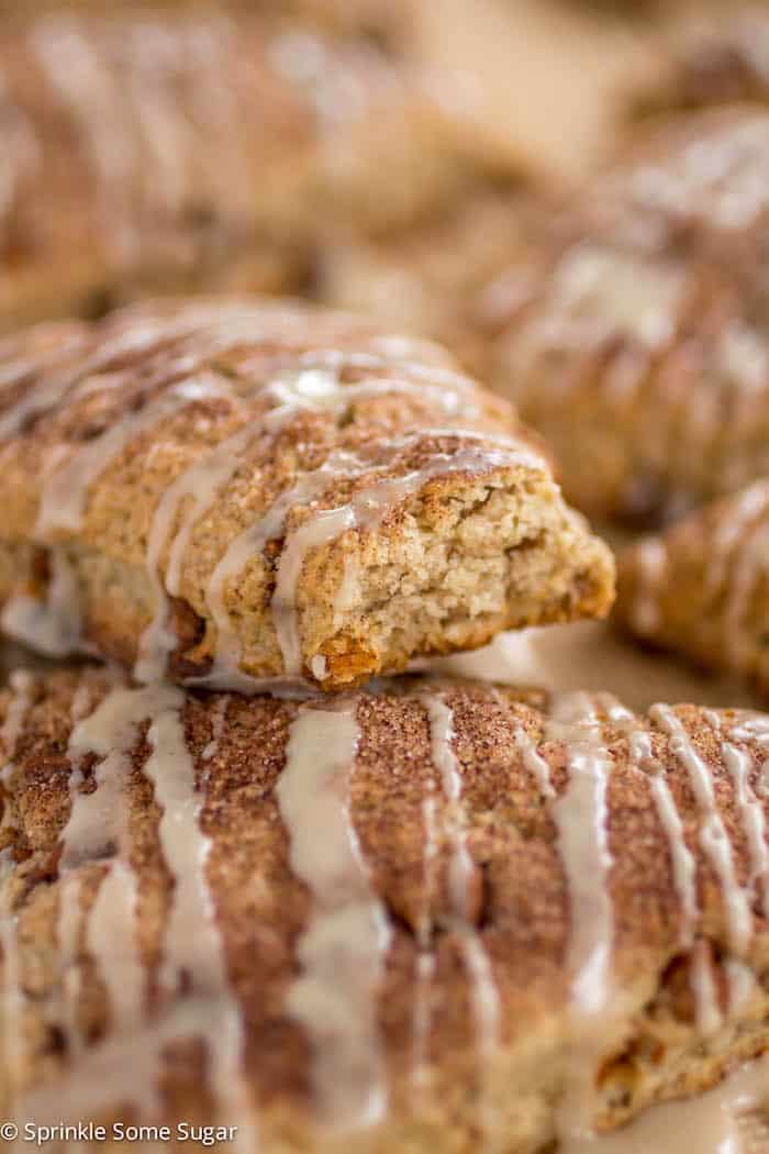 Cinnamon Roll Scones - My favorite scones are loaded with cinnamon and topped with a sweet glaze that makes them taste just like a cinnamon roll!