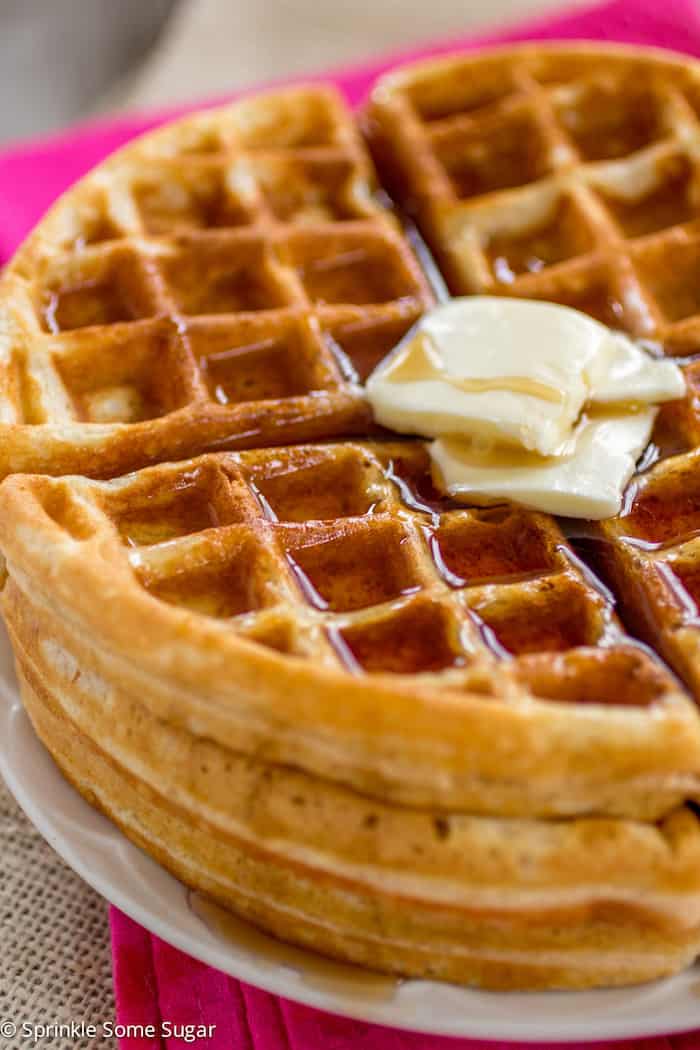 Buttery Golden Buttermilk Waffles - My favorite staple recipe for golden, buttery waffles that are perfectly crispy on the outside and fluffy on the inside.