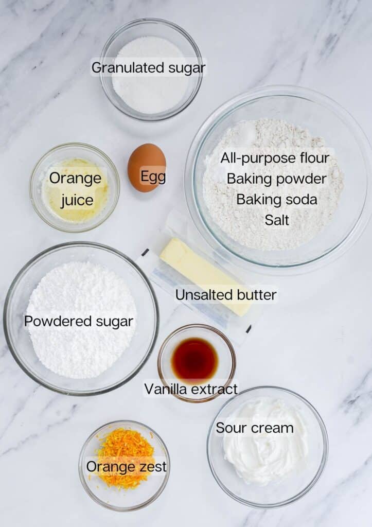 Fresh orange scones ingredients.