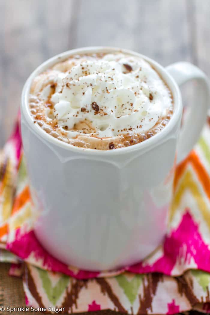Slow Cooker Mexican Hot Chocolate - Hot Chocolate infused with cinnamon, nutmeg and chili powder to give it a depth of flavor you wouldn't believe until you tried it!