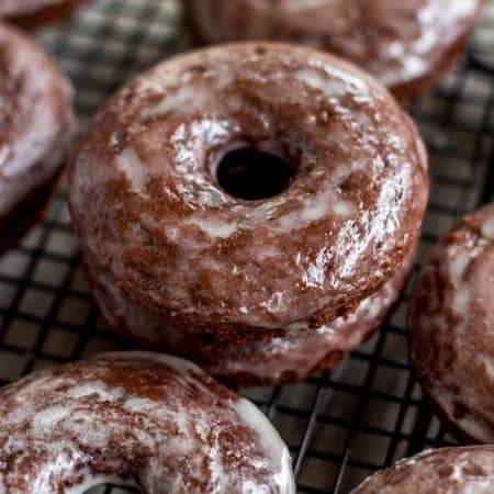 Glazed Chocolate Cake Donuts - Classic chocolate cake donuts you can make at home!