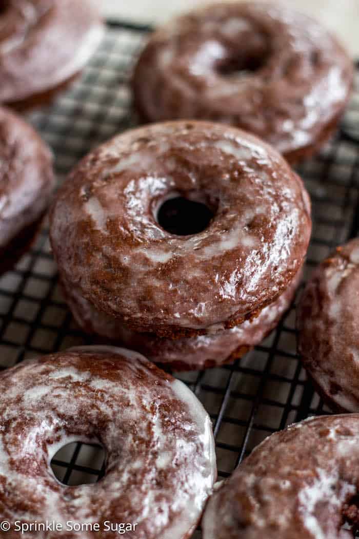 chocolate glazed cake donut