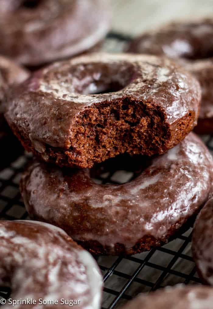 Glazed Chocolate Cake Donuts - Classic chocolate cake donuts you can make at home!