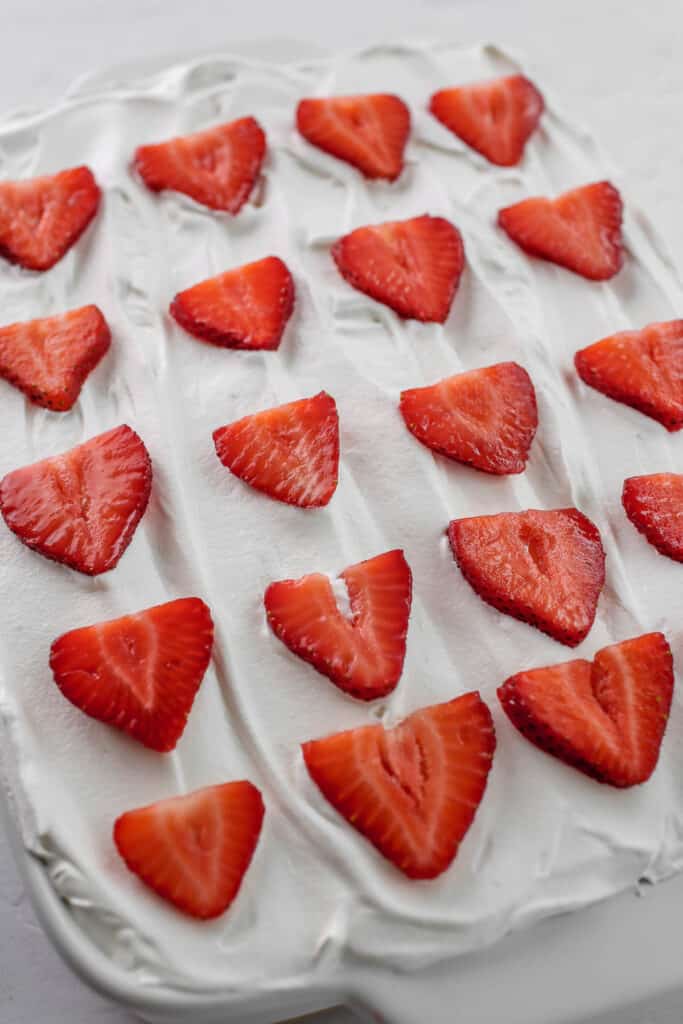 Top of strawberry icebox cake.