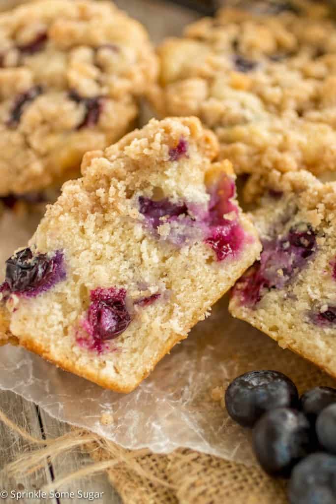 Start your morning off right with a warm blueberry crumb muffin! - Blueberry Crumb Muffins