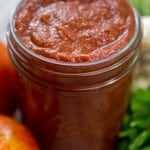 pizza sauce in a mason jar.