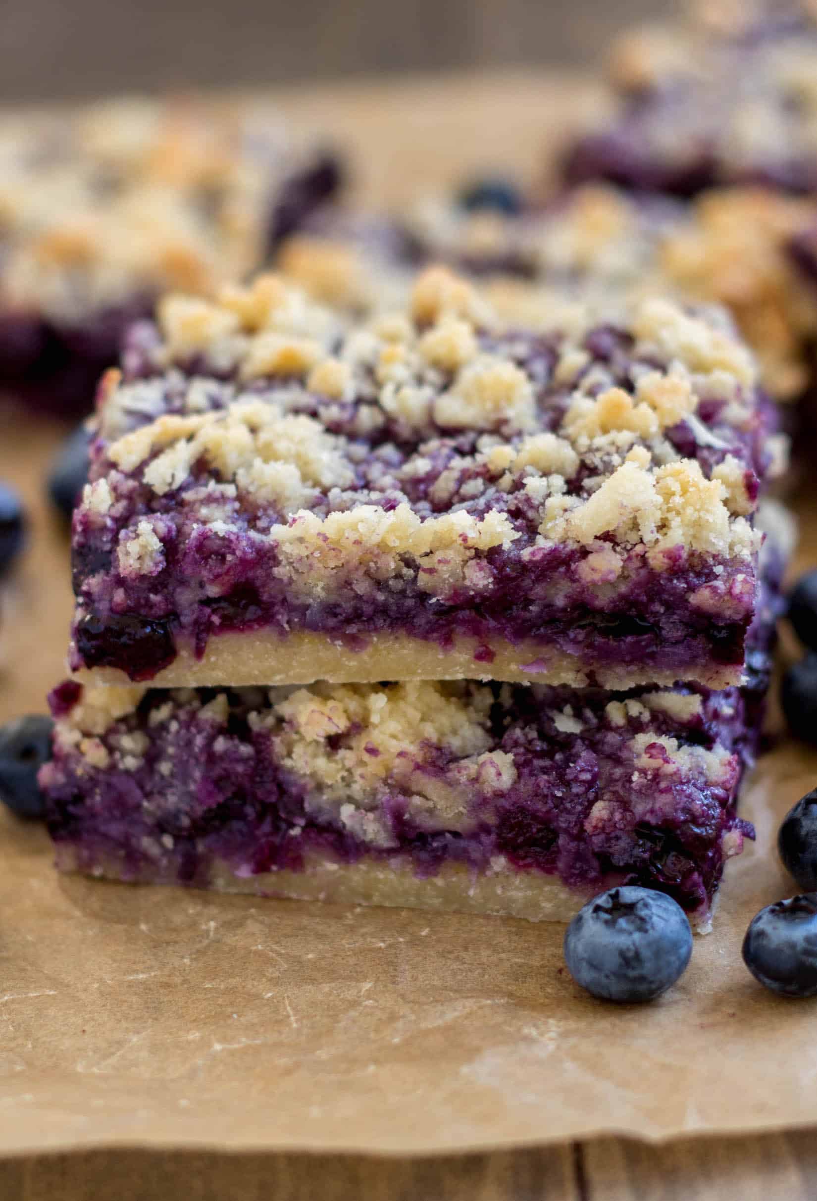 Coconut Blueberry Bars - Gooey blueberry coconut bars with a shortbread-like crust and a deliciously sweet crumb topping.