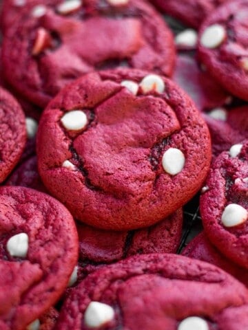 The softest, chewiest, easiest cookies that start with a cake mix! - Red Velvet Cake Mix Cookies