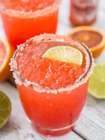 Spicy Blood Orange Margaritas - Margaritas made with freshly squeezed blood orange juice and a few dashes of hot sauce for a sweet and spicy kick!